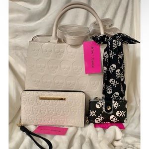 Betsey Johnson Embossed Skull Bag Set